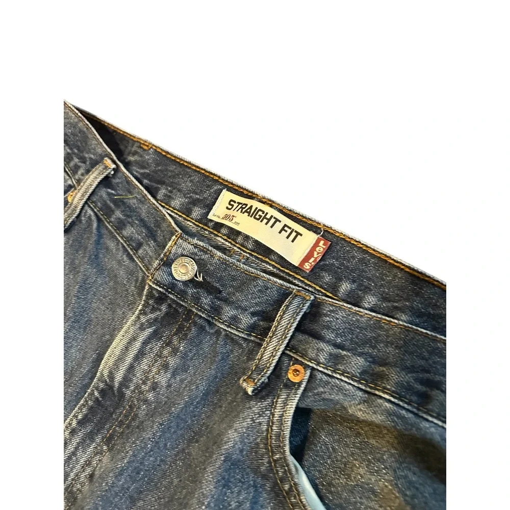 Levis 505 Straight Fit Mens Jeans Blue Denim 38x30 Medium Wash Regular Leg
